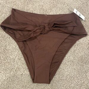 Express High Waist Swimsuit Bikini Bottom Size Small Brown Tie Front